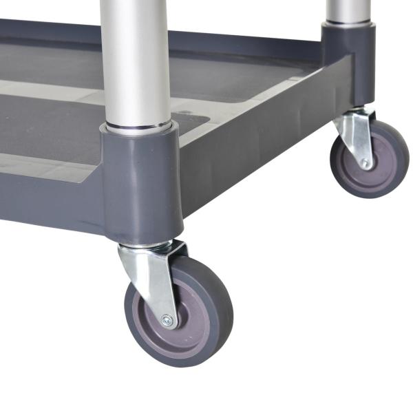 Carrinho Auxiliar com Rodas e 3 Prateleiras Carrinho de Cozinha com Armazenamento Carga 105 kg 88x44x93 cm Cinza
