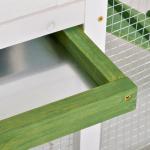 Coelheira de Madeira 120x60x79 cm Coelheira com Teto Asfáltico Bandeja Removível Escada e Chaminé para Exterior Verde