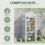 Estufa de Jardim com 4 Prateleiras e Cobertura de PE Estufa de Aço para Cultivo de Plantas Flores 70x50x160cm Branco