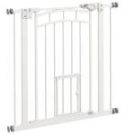 Barreira de Segurança para Cães 74 - 80 cm Porta de Segurança para Animais com Montagem a Pressão e Duplo Bloqueio Branco