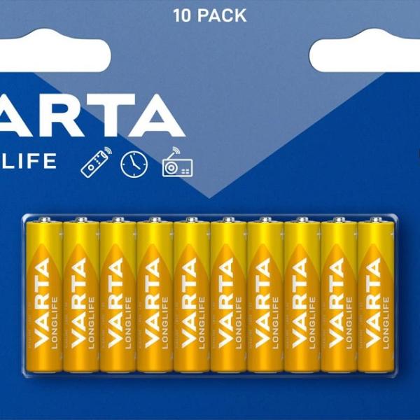 Blister 10x Pilhas Alcalinas LongLife LR03 AAA 1,5V - VARTA