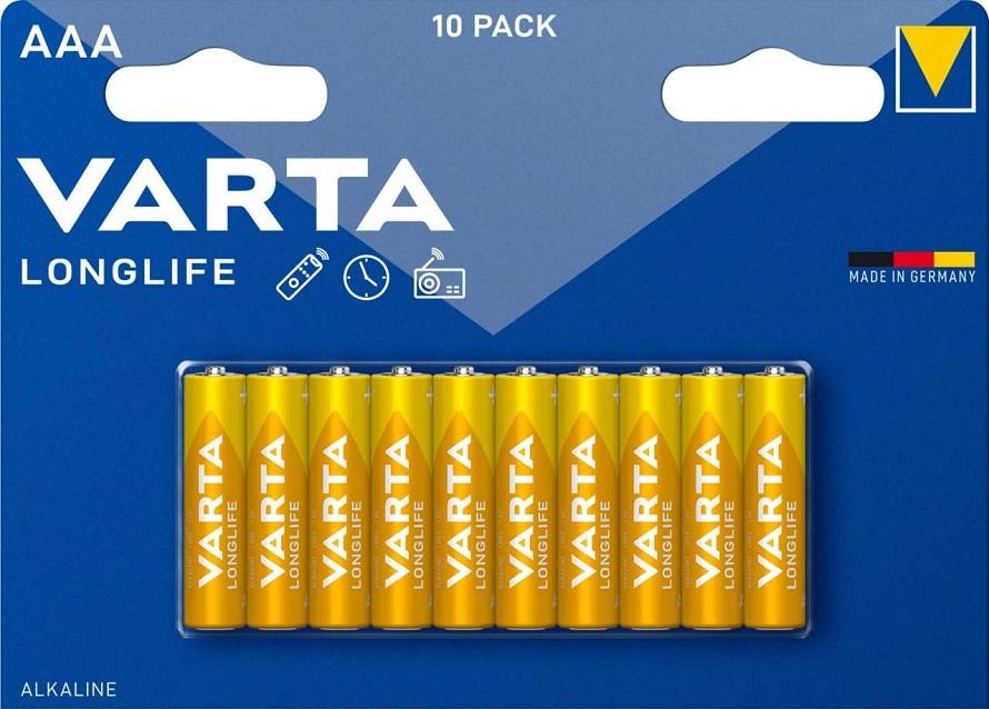 Blister 10x Pilhas Alcalinas LongLife LR03 AAA 1,5V - VARTA