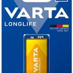 Pilha Alcalina LongLife 9V 6LR61 - VARTA