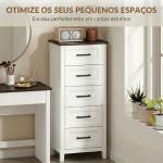 Cómoda 5 Gavetas Cómoda de Dormitório Estreita e Alta com Bancada com Efeito Madeira 45x35x106 cm Branco