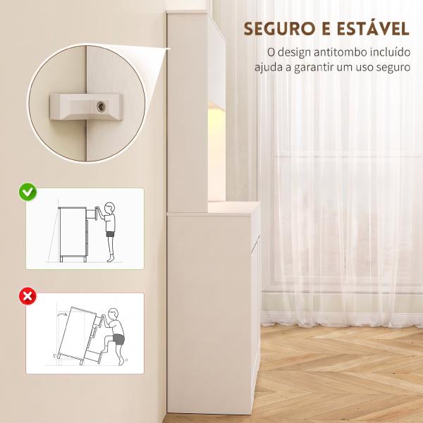 Armário de Cozinha com Luz LED RGB, Bancada para Micro - ondas, 6 Portas, 2 Gavetas, Prateleiras Ajustáveis e Comando à Distância, Branco