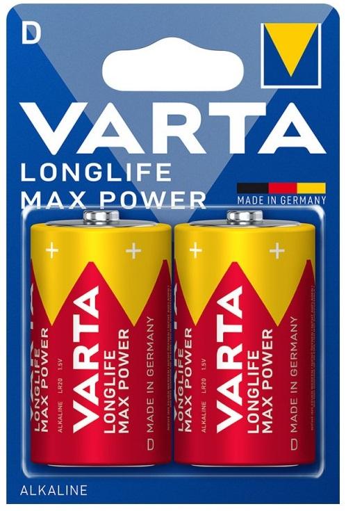 Blister 2x Pilhas Alcalinas LongLife Max Power D LR20 1,5V - VARTA
