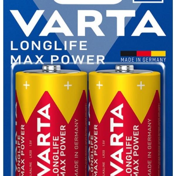 Blister 2x Pilhas Alcalinas LongLife Max Power D LR20 1,5V - VARTA