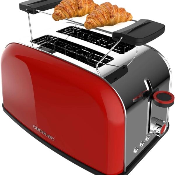 Torradeira Dupla Toastin´ Time 850W (Vermelho/Inox) - CECOTEC