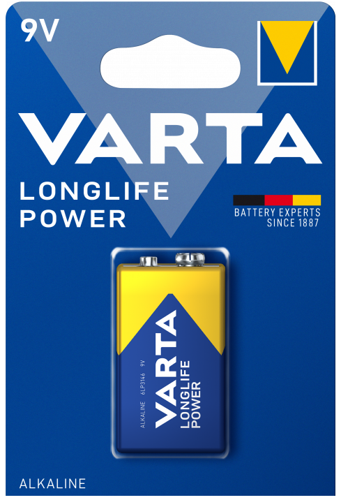 Pilha Alcalina LongLife Power 4922 9V 6LR61 - VARTA