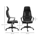 Cadeira de escritório ergonômica Cadeira de mesa inclinável ajustável em altura com encosto de braço Encosto de cabeça 5 rodas Suporta até 120 kg 64x58x116 - 126 cm Preto