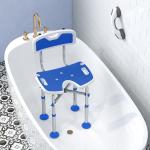 Cadeira de Duche para Pessoas Idosas Antideslizante com Altura Ajustável em 5 Posições Suporte para Duche de Mão 48x47,5x72 - 82 cm Azul