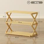 Sapateira Estreita de Bambu Dobrável de 3 Níveis para Entrada Corredor Quarto 60x29x45,5 cm Madeira