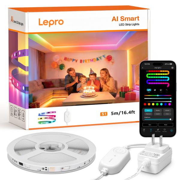 TIRA LED INTERIOR LEPRO S1 - 5 AI 5M RGBIC RGB BLUETOOTH ALEXA GOOGLE MUSIC SYNC S1 - 5 - EU