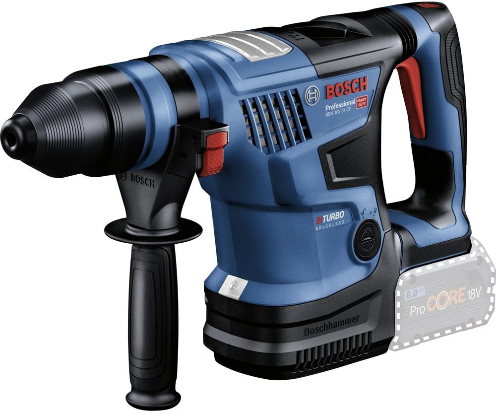 Martelo Perfurador SDS Plus 5,8 J Biturbo GBH 18V - 34 CF + 2 Baterias (Preto/Azul) - BOSCH