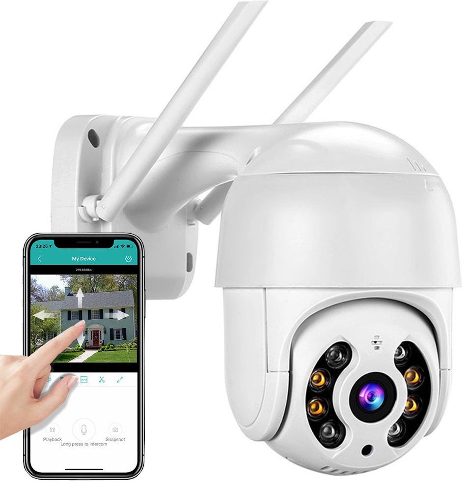 Câmara de Vigilância IP Full HD Exterior Wi - Fi 4 LEDs IR + 4 LEDs ZOOM microSD (IP66)