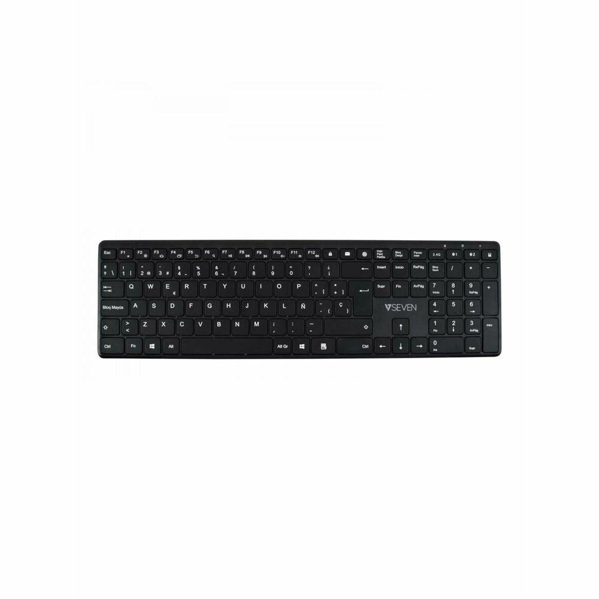 Teclado Bluetooth V7 KW550 BT Preto Qwerty espanhol