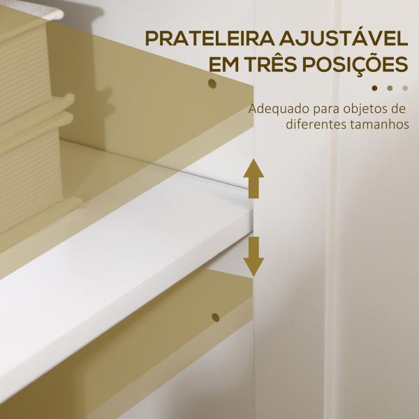 Aparador Sala de Estar com 3 Portas e Prateleiras Ajustáveis Estilo Moderno 120x40x70 cm Branco e Madeira