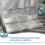 Gaiola para Pássaros 61x36,5x98 cm com Portas Poleiros Bandeja Removível e Alças para Canários Periquitos Branco