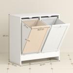 Armário de Casa de Banho com Cestos de Roupa Suja Móvel Roupa Suja com 2 Compartimentos 66x33x68 cm Branco