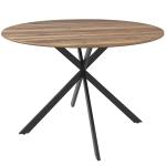 Mesa de Refeição Redonda para 4 Pessoas Mesa de Cozinha Industrial com Estrutura de Aço Ø120x75 cm Marrom