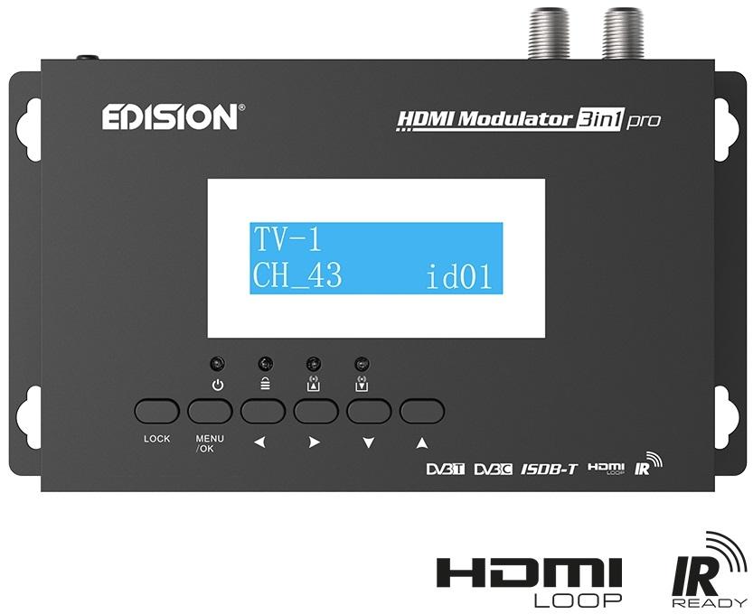Modulador HDMI 3 - EM - 1 Pro p/ DVB - T/DVB - C/ISDB - T c/ Loop - through HDMI e IR Tx - EDISION