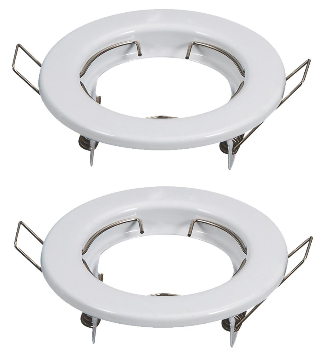 Pack 2x Aros Redondos Fixos Branco p/ Lampadas MR16 - GU10
