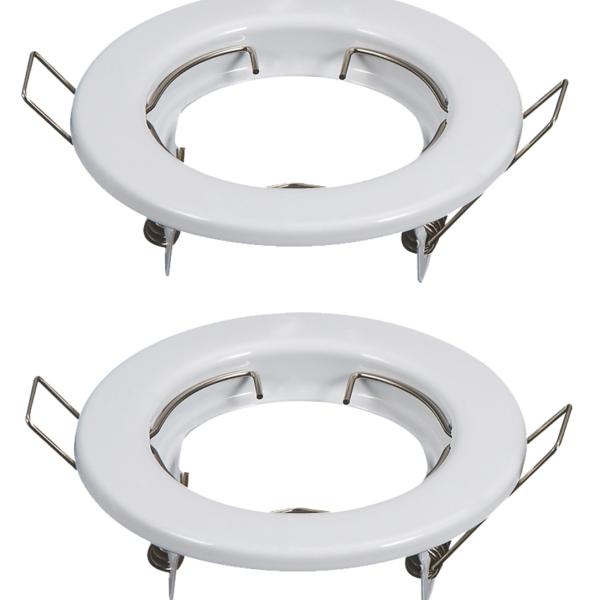 Pack 2x Aros Redondos Fixos Branco p/ Lampadas MR16 - GU10