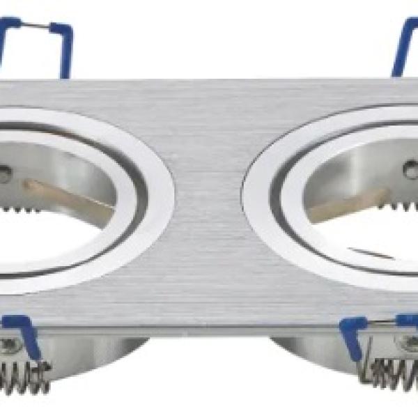 Aro Duplo Quadrado Ajustável em Aluminio p/ Lampadas MR16 - GU10