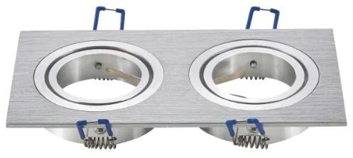 Aro Duplo Quadrado Ajustável em Aluminio p/ Lampadas MR16 - GU10