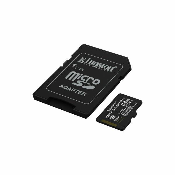 Cartão de Memória Micro SD com Adaptador Kingston SDCS3/64GB 64 GB