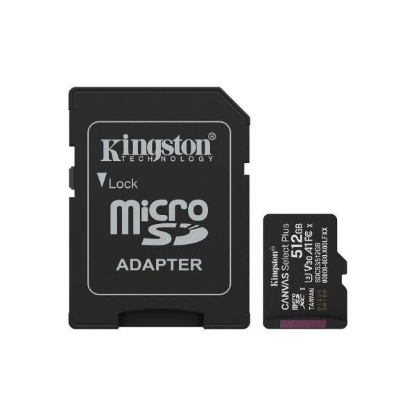 Cartão de Memória Micro SD com Adaptador Kingston SDCS3/512GB 512 GB