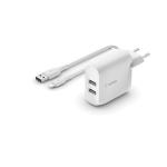 Carregador de Parede +Cabo Lightning MFI Belkin WCD001VF1MWH Branco 24 W
