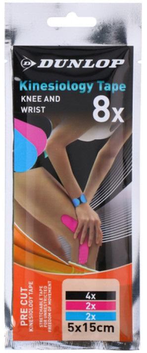 Pack 8x Fita Elástica Kinesiology p/ Joelhos e Pulsos - DUNLOP