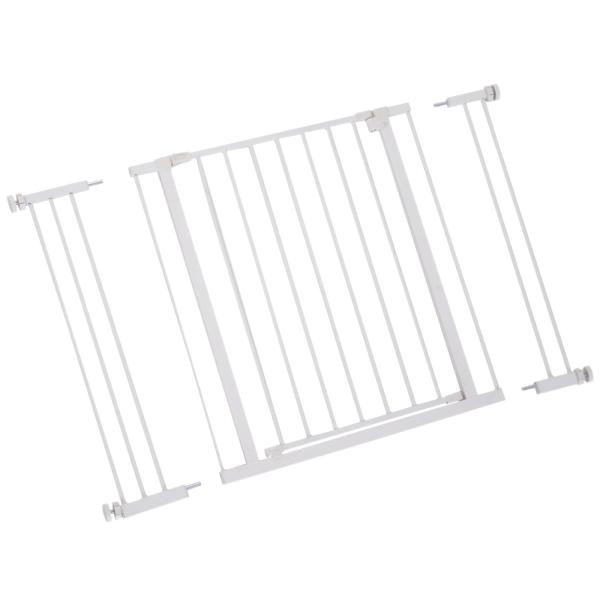 Barreira de Segurança para Animais de Estimação Extensível para Escadas e Portas Barreira de Segurança para Cães 76 - 107x76 cm Branco
