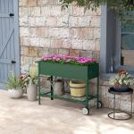 Horta Vertical Elevada de Metal Horta Vertical com Rodas Alça Lateral e Prateleira Inferior para Cultivo 109x44x80 cm Verde
