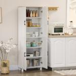 Armário de Cozinha com 4 Portas e Prateleiras Ajustáveis Anti - Tombo 60x30x170,5 cm Branco