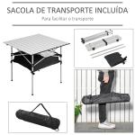 Mesa Dobrável de Campismo Mesa de Piquenique com Armazenamento e Bolsa de Transporte 70x70x69 cm Prata e Preto