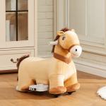 Cavalo Elétrico para Crianças de 18 a 36 Meses Cavalo de Brincar Elétrico com Bateria 6V e Música 69x34x53 cm Marrom