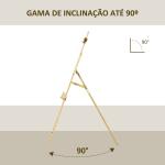 Cavalete de Desenho Estúdio Inclinável 90° com Suporte Tripé e Pincel 51,5x71,5x134,5cm Madeira Natural