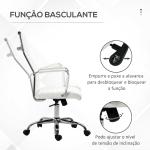 Cadeira de Escritório Ergonómica Giratória 360° Basculante com Altura Ajustável 54x62x104 - 114 cm Branco