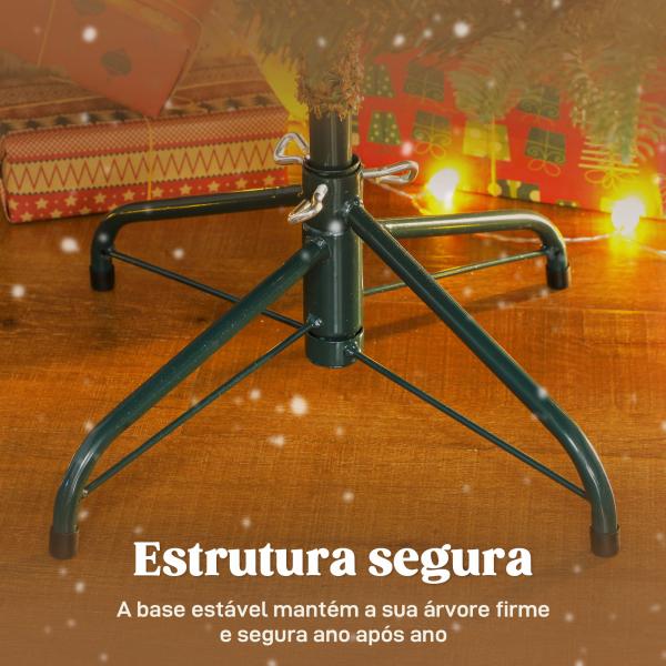 Árvore de Natal Artificial 150 cm com 492 Ramos Densos e Suporte Metálico Dobrável para Interior Verde