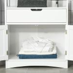 Armário para Banheiro com 3 Prateleiras Gaveta e 2 Portas Móvel de Armazenamento para Cozinha, Sala de estar Dormitório 60x33x122,5cm Branco