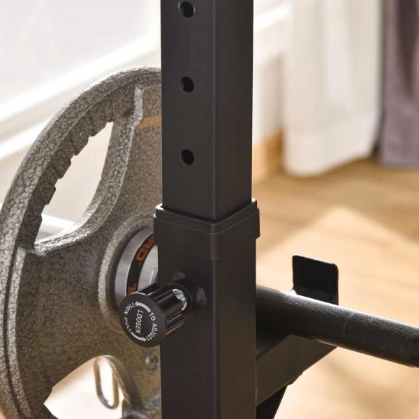Suporte Ajustável para Barras de Peso Suporte Multifuncional para Exercício em Casa academia Carga 150kg Altura Ajustável 121 - 171cm Preto e Vermelho