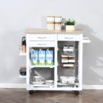 Carrinho de cozinha multifuncional com gavetas Cestas Prateleiras de especiarias Toalheiro Rodas 92x37x82 cm Branco