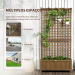 Floreira com Treliça de Madeira Caixa de Plantio com Suporte para Plantas Trepadeiras 90x45x183cm Marrom Escuro