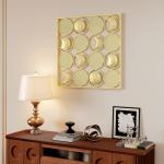 Decoração de Parede Metálica de Fases Lunares com 16 Discos para Sala Quarto Corredor 67,9x67,9 Dourado