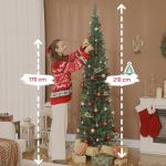Árvore de Natal Slim 210 cm Árvore de Natal Artificial com 401 Ramos Suporte Metálico Decoração para Interior Verde
