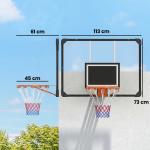 Tabela de Basquetebol de Parede com Quadro e Estrutura de Aço para Utilização em Interiores e Exteriores 113x61x73 cm Preto