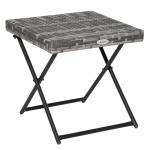 Mesa de Jardim em Vime Sintético Mesa Dobrável com Pés Cruzados e Estrutura de Aço para Pátio Varanda 40x40x40 cm Cinza