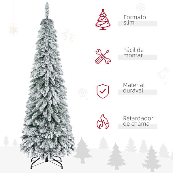 Árvore de Natal Artificial Nevada com 523 Ramos Suporte de Aço Dobrável Decoração para Casa Festas Ø74x180 cm Verde